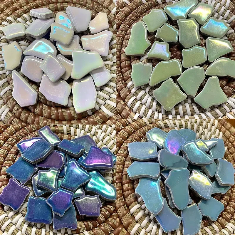 Ceramic Tile Blank - 100g ไม่สม่ําเสมอเซรามิคโมเสคกระเบื้องหลายสีโมเสคชิ้น DIY ทําหินสําหรับหัตถกรรมงานอดิเรกศิลปะ Home Wall