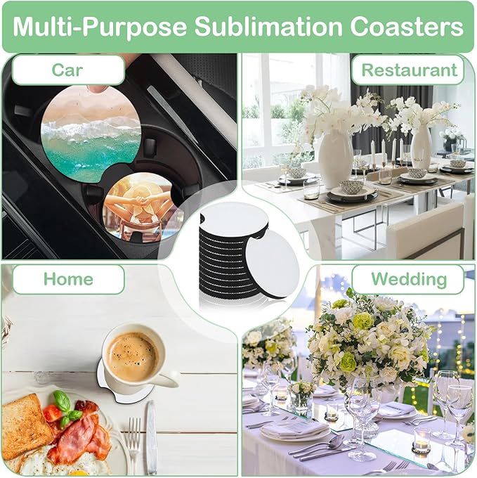 แผ่นรองแก้วรถยนต์แบบซับลิเมชัน - Coaster Sublimation Blank บทวิจารณ์และราคา