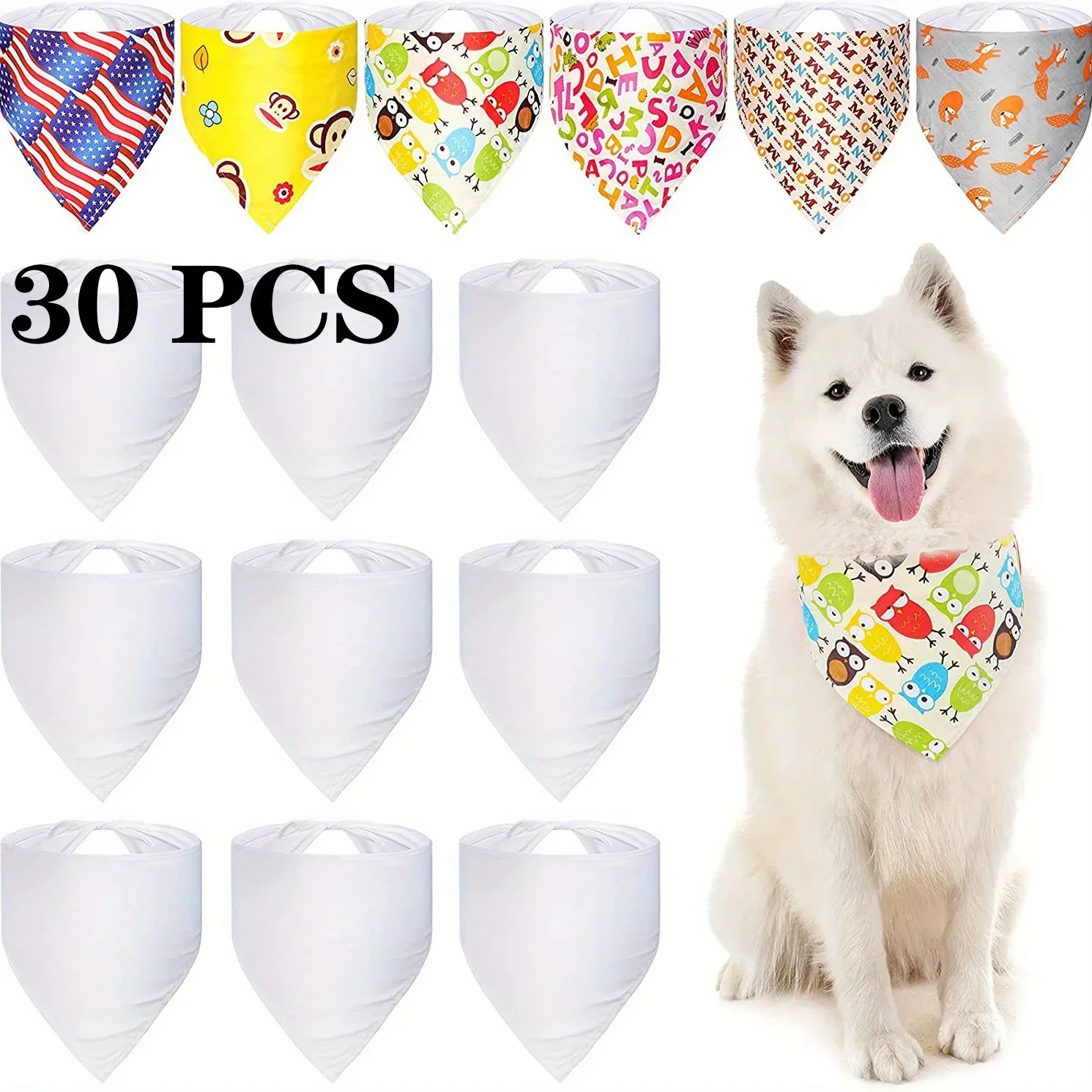 ผ้าพันคอสุนัขสีขาวโพลีเอสเตอร์ - Bandana Blank White บทวิจารณ์และราคา
